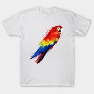 Dramabite Watercolor scarlet macaw parrot animal bird artistic T-Shirt